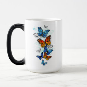 Flying Butterflies Morpho and Monarch Magic Mug