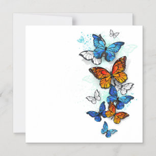 Flying Butterflies Morpho and Monarch Magnetic Invitation