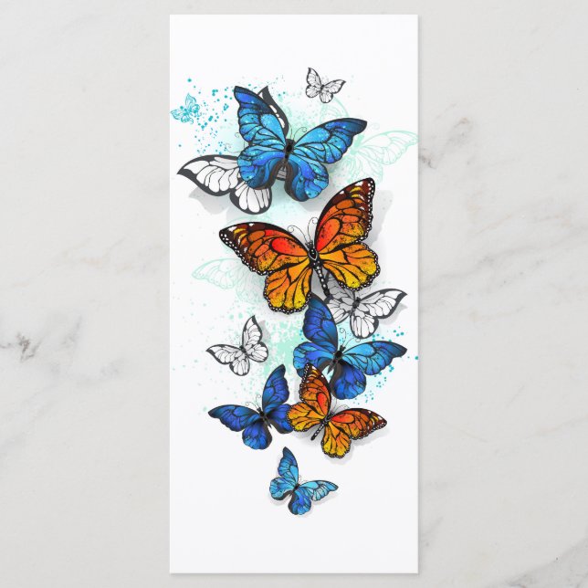 Flying Butterflies Morpho and Monarch Menu (Front)
