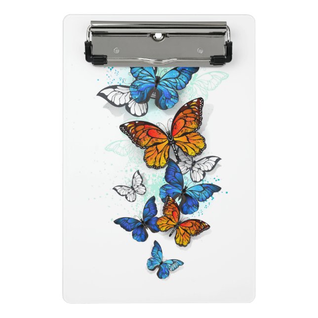 Flying Butterflies Morpho and Monarch Mini Clipboard (Front)