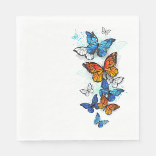 Flying Butterflies Morpho and Monarch Napkin