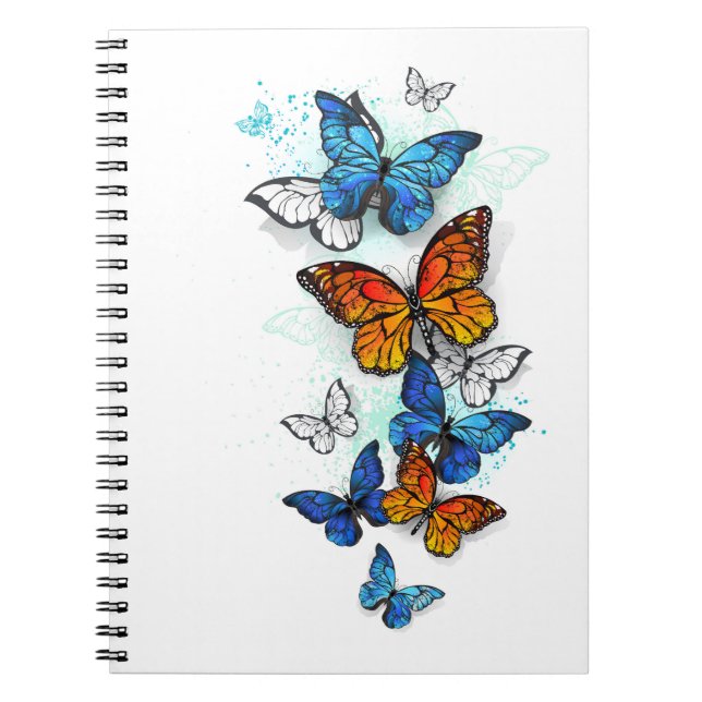Flying Butterflies Morpho and Monarch Notebook (Front)