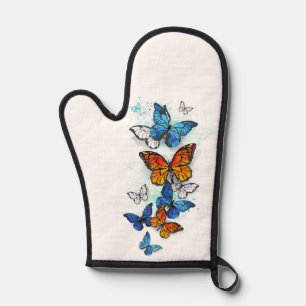 Flying Butterflies Morpho and Monarch Oven Mitt