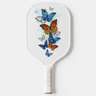 Flying Butterflies Morpho and Monarch Pickleball Paddle