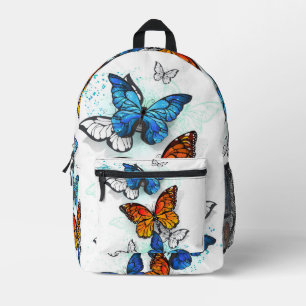 Flying Butterflies Morpho and Monarch Printed Backpack