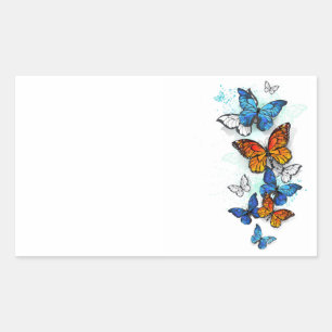 Flying Butterflies Morpho and Monarch Rectangular Sticker