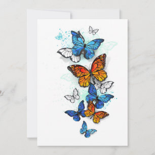 Flying Butterflies Morpho and Monarch Save The Date