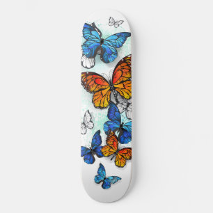 Flying Butterflies Morpho and Monarch Skateboard