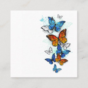 Flying Butterflies Morpho and Monarch Square Business Card