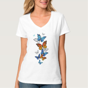 Flying Butterflies Morpho and Monarch T-Shirt