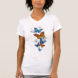 Flying Butterflies Morpho and Monarch T-Shirt
