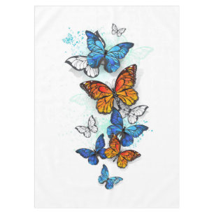 Flying Butterflies Morpho and Monarch Tablecloth