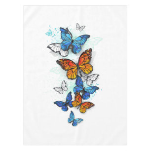 Flying Butterflies Morpho and Monarch Tablecloth