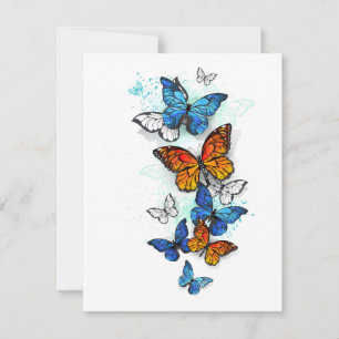 Flying Butterflies Morpho and Monarch Thank You Card