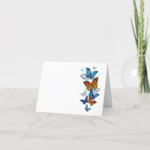 Flying Butterflies Morpho and Monarch Thank You Card