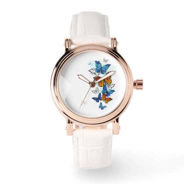 Flying Butterflies Morpho and Monarch Watch (Front)