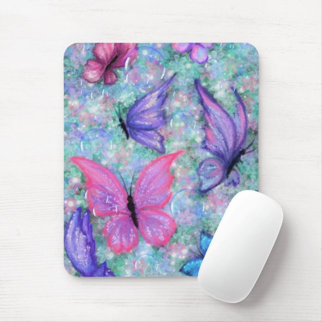 Flying Butterflies Mouse Pad (With Mouse)