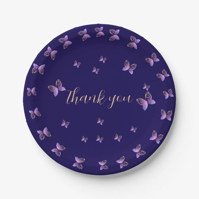 flying butterflies nature  paper plate (Front)