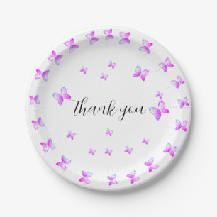 flying butterflies nature paper plate