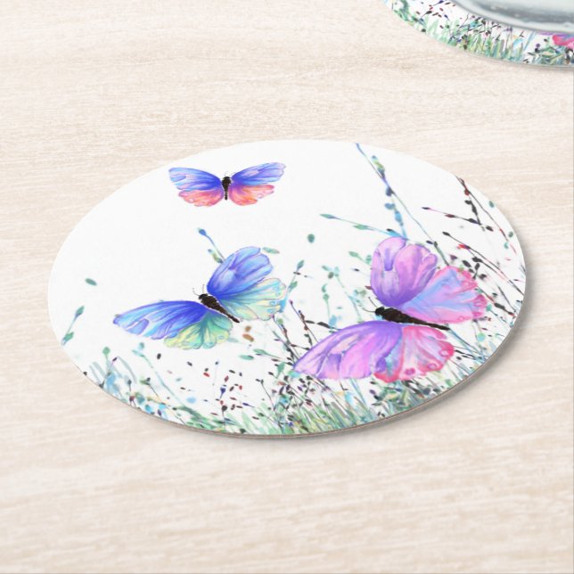 Flying Butterflies Paper Coaster (Angled)