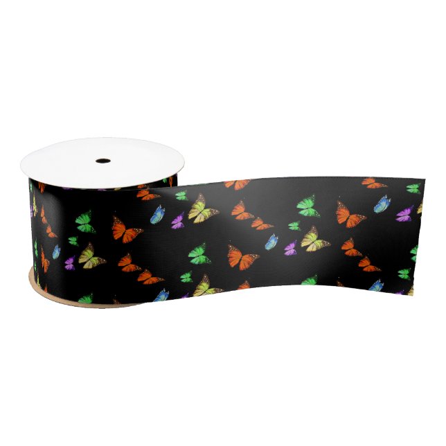 Flying Butterflies Ribbon - Choose Colour Satin Ribbon (Spool)