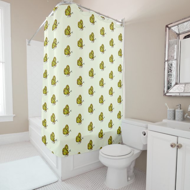 Flying Butterflies Shower Curtain (In Situ)