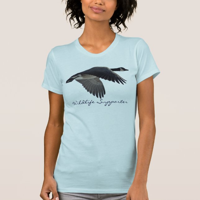 Flying Canada Goose Wildlife Supporter T-Shirt (Front)