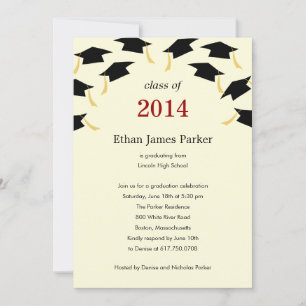 Flying Caps Graduation Party Invitation