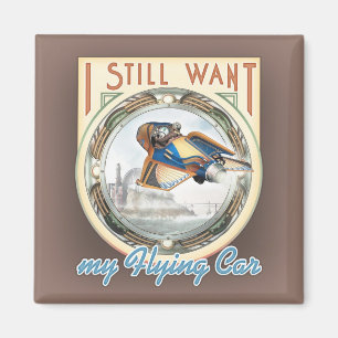 Flying Car Square Magnet
