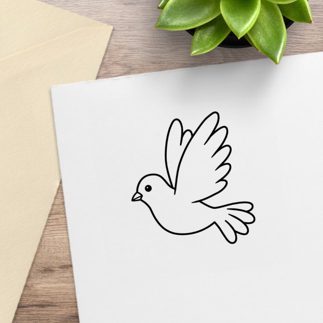 Flying Cartoon Dove Bird Color Me Rubber Stamp (Creator Uploaded)