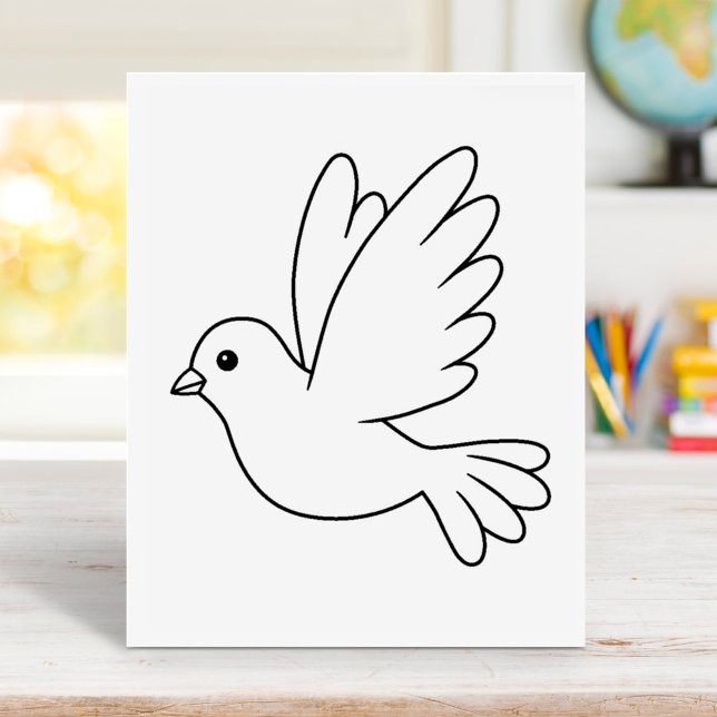 Flying Cartoon Dove Bird Colouring Page Poster (Creator Uploaded)