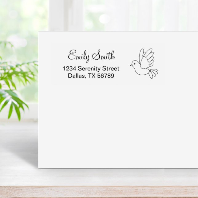 Flying Cartoon Dove Bird Return Address Rubber Stamp (Creator Uploaded)