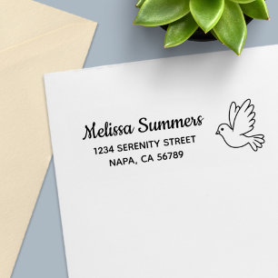Flying Cartoon Dove Bird Return Address Self-inking Stamp
