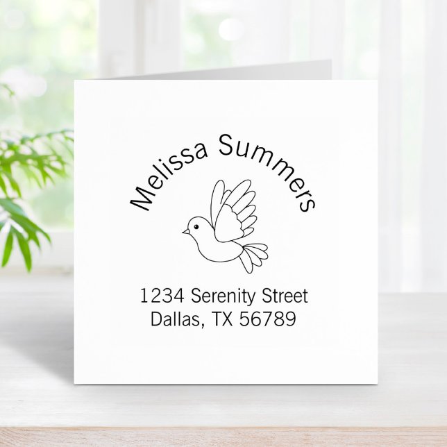 Flying Cartoon Dove Pigeon Bird Return Address Rubber Stamp (Creator Uploaded)