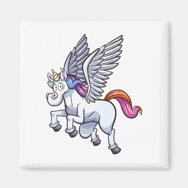 flying cartoon pegasus unicorn magnet (Front)
