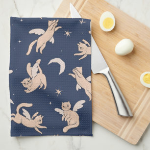Flying Cat Galaxy Tea Towel