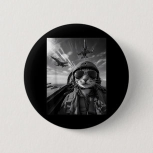 Flying Cat Selfie Funny Fighter Pilot Meme Jet Fly 6 Cm Round Badge