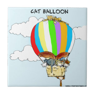 Flying Cats Funny Cartoon Tile