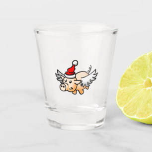 Flying Christmas Pig Shot Glass