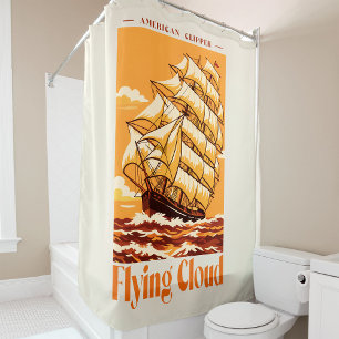Flying Cloud American Clipper Ship Vintage Poster Shower Curtain