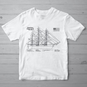 Flying Cloud Clipper Tall Ship - Ship Blueprint SD T-Shirt