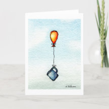 Flying Coffee Watercolor Greeting Card