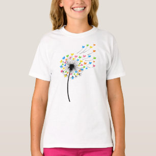 Flying colorful birds dandelion flow T-Shirt