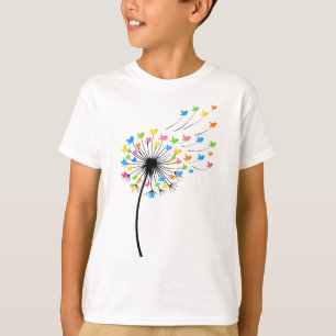 Flying colorful birds dandelion flow T-Shirt