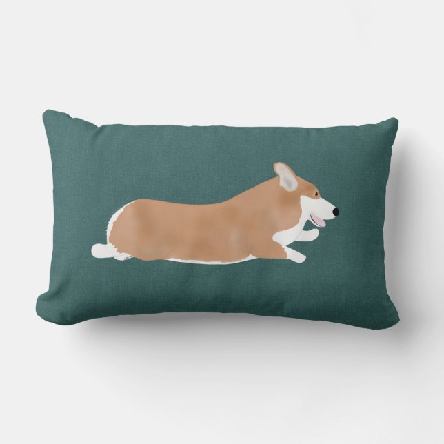 Flying Corgi Throw Pillow (Front)