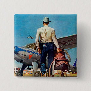 Flying Cowboy by Mead Schaeffer 15 Cm Square Badge