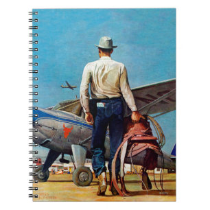 Flying Cowboy by Mead Schaeffer Spiral Notebook