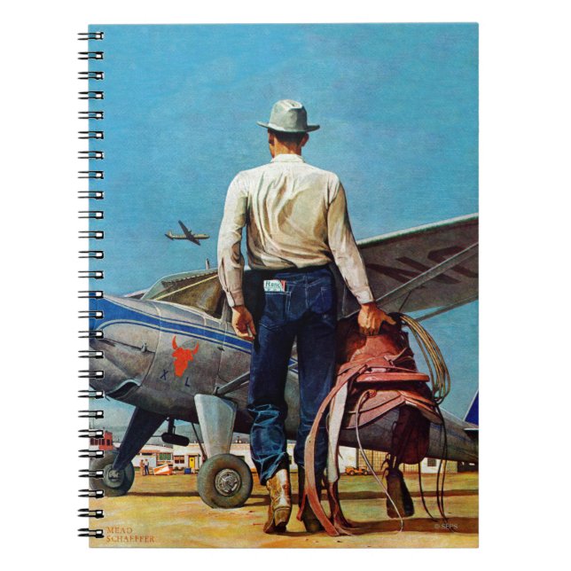 Flying Cowboy by Mead Schaeffer Spiral Notebook (Front)
