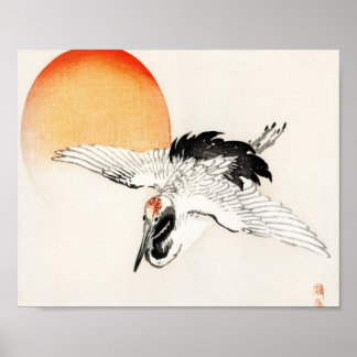 Flying crane by Kōno Bairei Poster