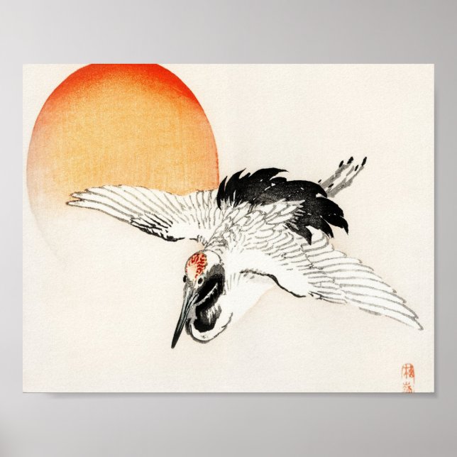 Flying crane by Kōno Bairei Poster (Front)